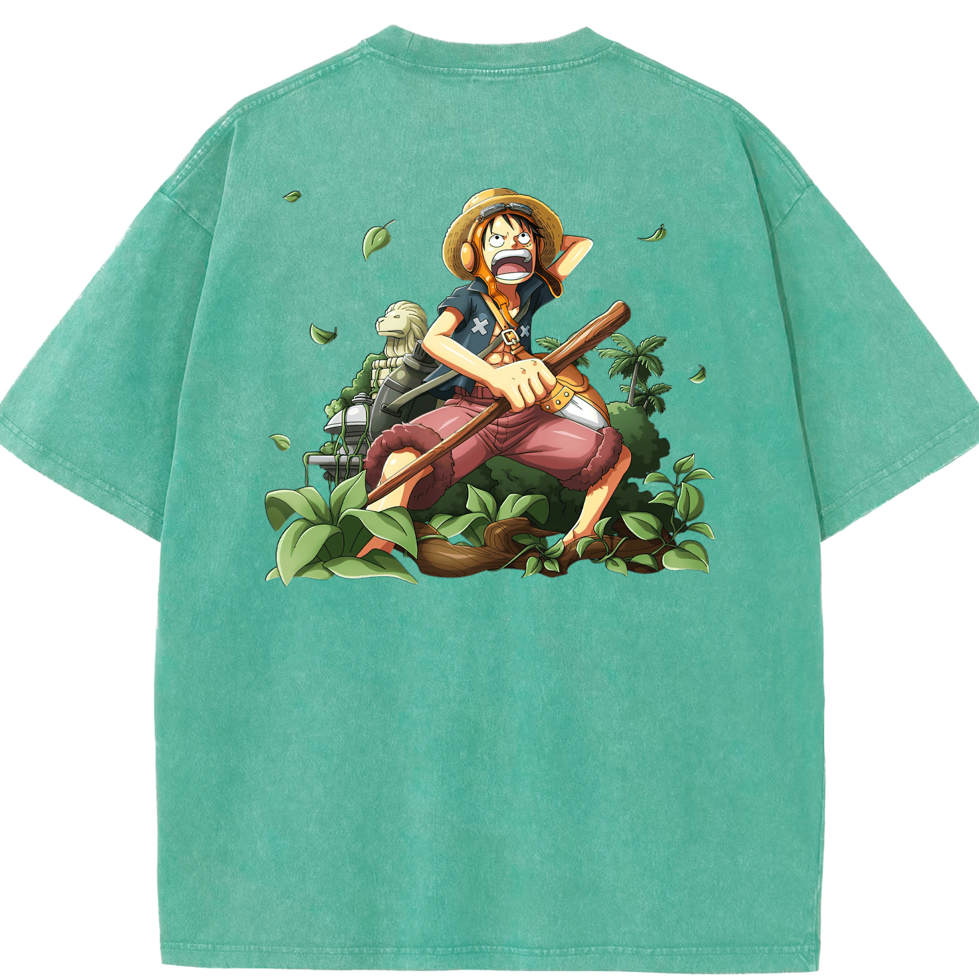 ワンピース モンキー・D・ルフィ ONE PIECE Monkey D. Luffy 綿100% ヴィンテージ風 半袖Tシャツ（背面プリント）
